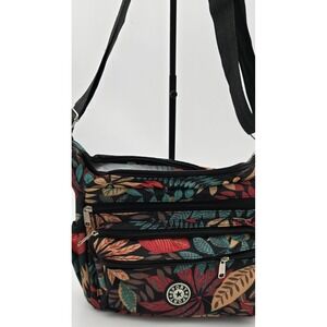 Nylon Women's‎ Floral Multi-Pocket Crossbody Purse Bags Travel Leaves Flowers
